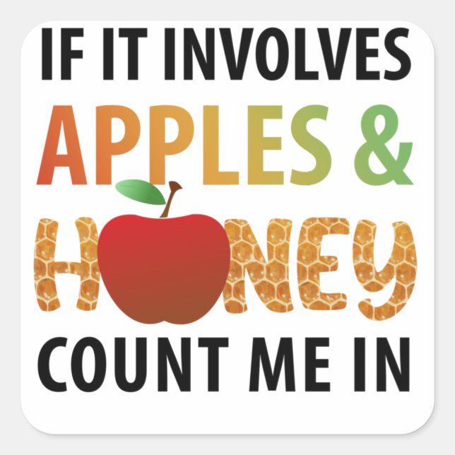 Sticker Carré Rosh Hashanah pommes et miel Classic Round Stic (Devant)