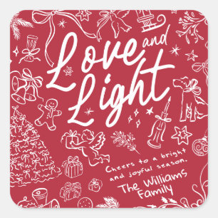 Sticker Carré Rouge Amour et Lumière Noël