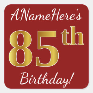Sticker Carré Rouge, anniversaire d'or de Faux 85th +