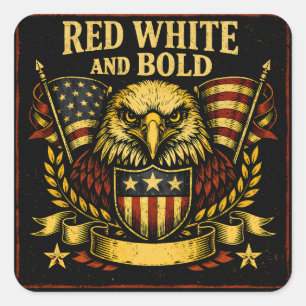 Sticker Carré Rouge Blanc et Audacieux – Fierté des couleurs amé
