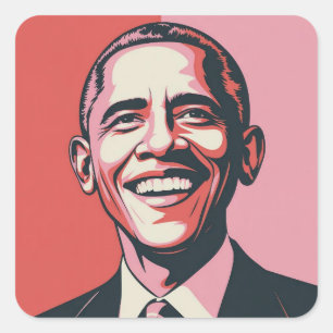 Sticker Carré Rouge, Blanc et Bleu Patriotique Barack Obama