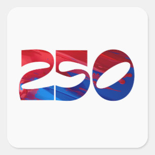 Sticker Carré Rouge Blanc Rayure Bleu Étoiles Amérique 250 Anniv