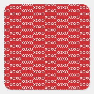 Sticker Carré Rouge & Blanc xoxo Fête de la Saint-Valentin