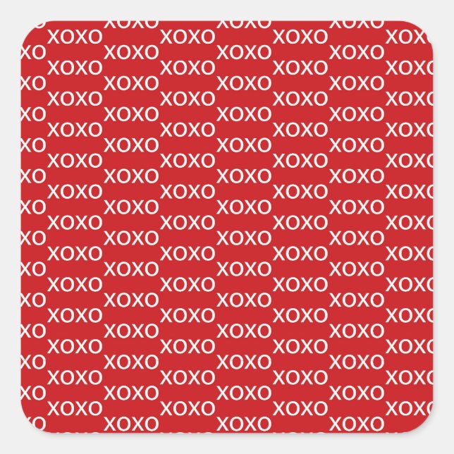 Sticker Carré Rouge & Blanc xoxo Fête de la Saint-Valentin (Devant)
