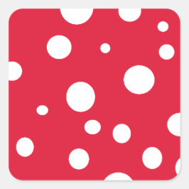 Sticker Carré Rouge brillant avec Pois blancs Amusants été