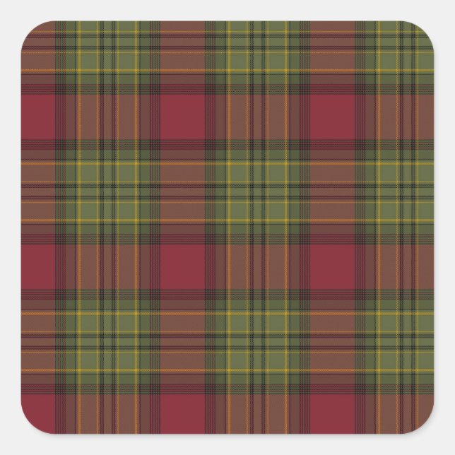 Sticker Carré Rouge et vert plaid (Devant)