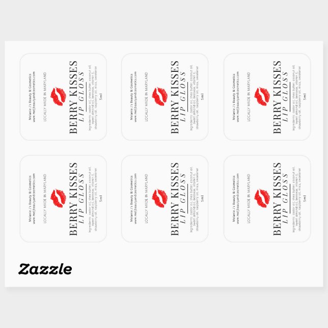 Sticker Carré rouge lèvre graphique baie embrisses lèvre brillan (Feuille)