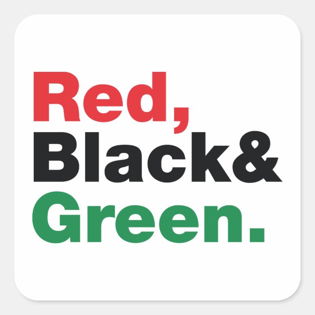 Sticker Carré Rouge, Noir et Vert. (Devant)