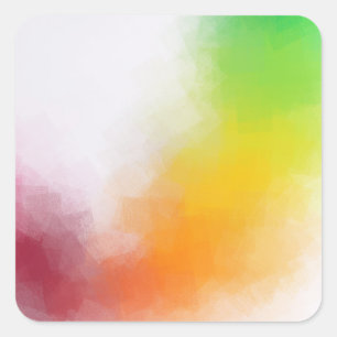 Sticker Carré Rouge rose Jaune Orange Bleu Vert Abstrait Art