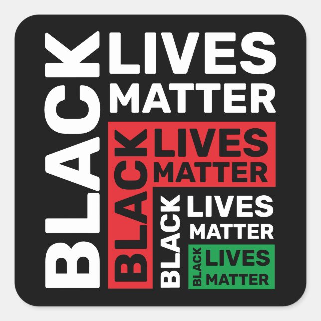 Sticker Carré rouge vert BLM Black Lives Matt (Devant)