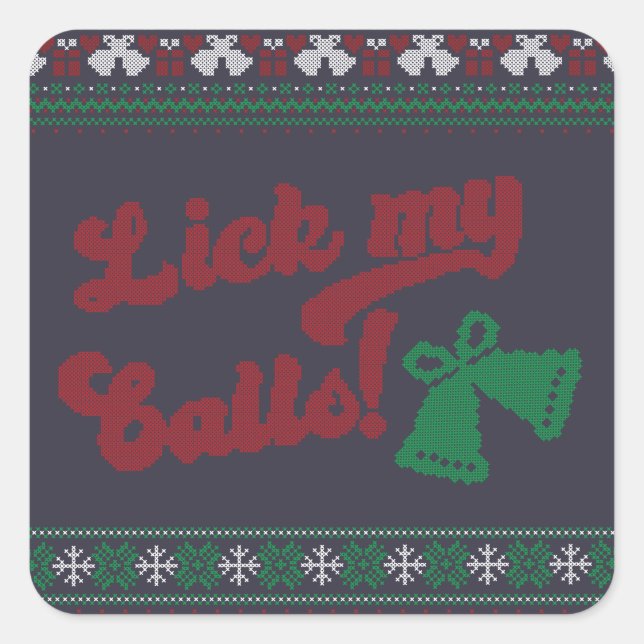 Sticker Carré Rouge Vert Lick Mes Boules Villant Noël (Devant)