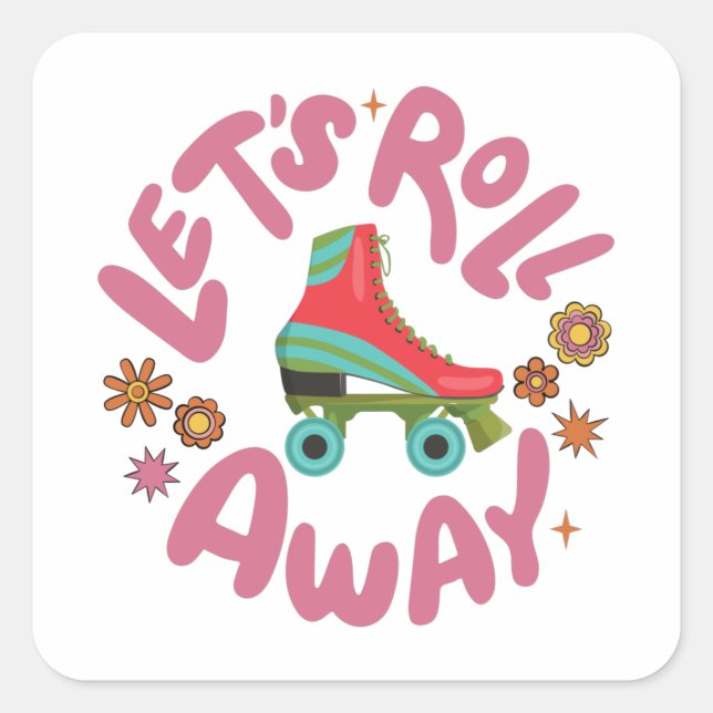 Sticker Carré Roulons les patins à rouleaux (Devant)