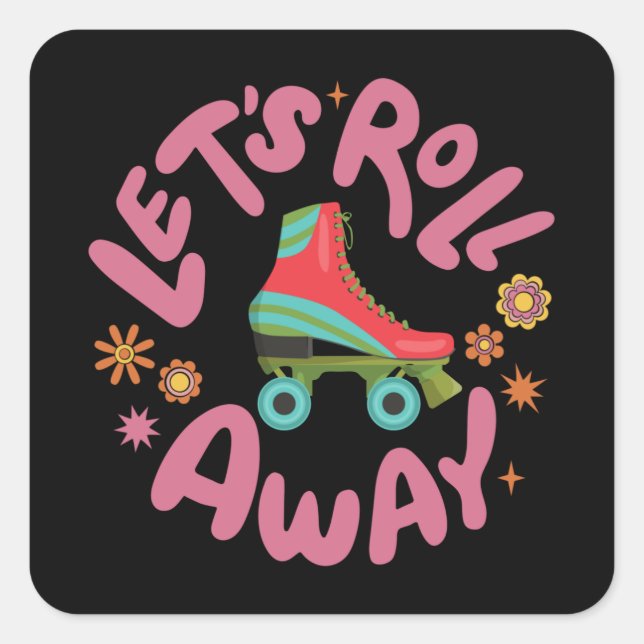 Sticker Carré Roulons les patins à rouleaux (Devant)