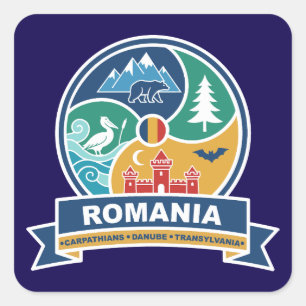 Sticker Carré Roumanie Carpates Danube Transylvanie