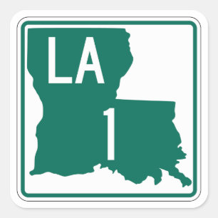 Sticker Carré Route 1, Louisiane, États-Unis