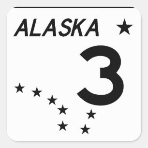 Sticker Carré Route 3 de l'Alaska