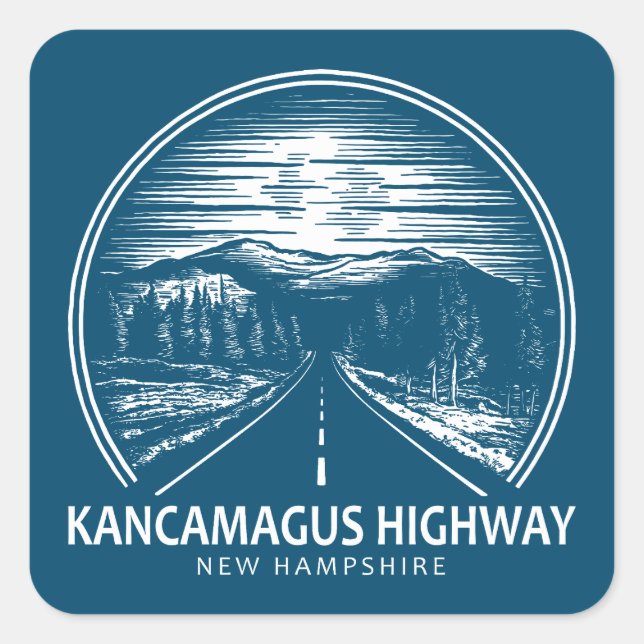 Sticker Carré Route de Kancamagus Forêt du New Hampshire (Devant)