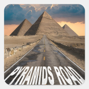 Sticker Carré Route des Pyramides Égypte Désert Monument Art