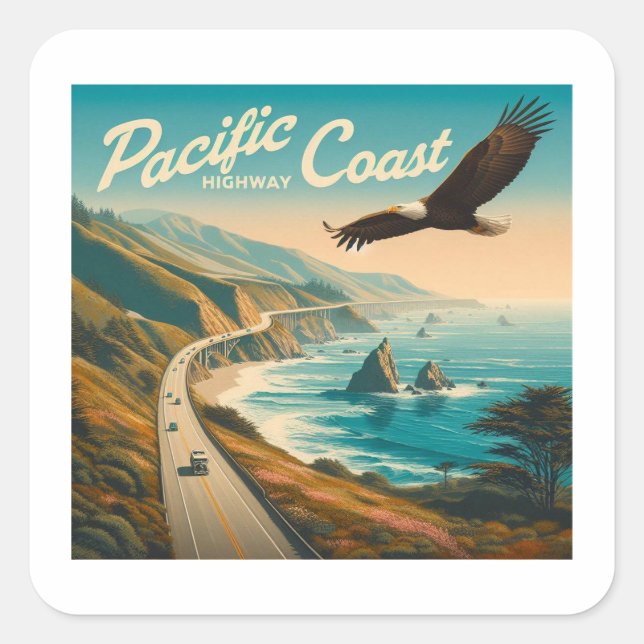 Sticker Carré Route du Pacifique Aigle (Devant)
