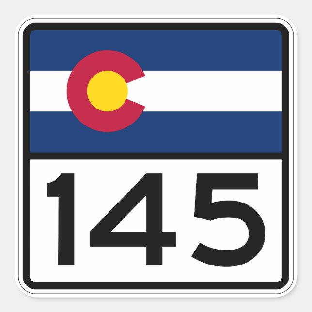 Sticker Carré Route nationale 145 du Colorado (Devant)