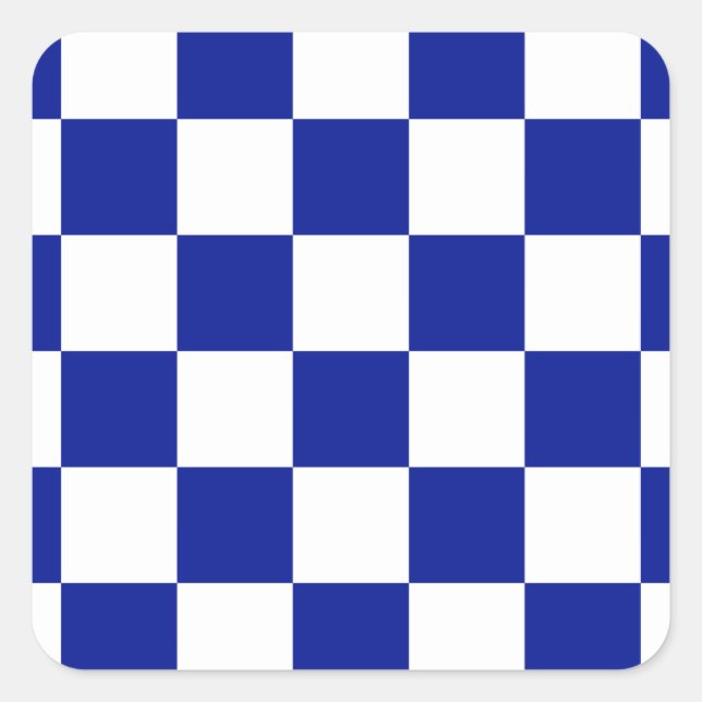 Sticker Carré Royal Blue et White À damiers Motif (Devant)