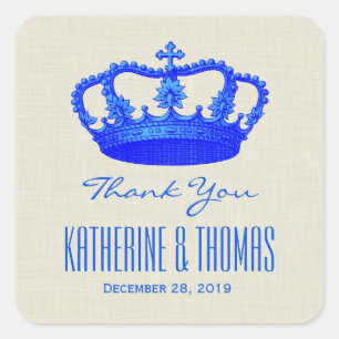 Sticker Carré ROYAL BLUE Merci  marié Mariage de chambre V29