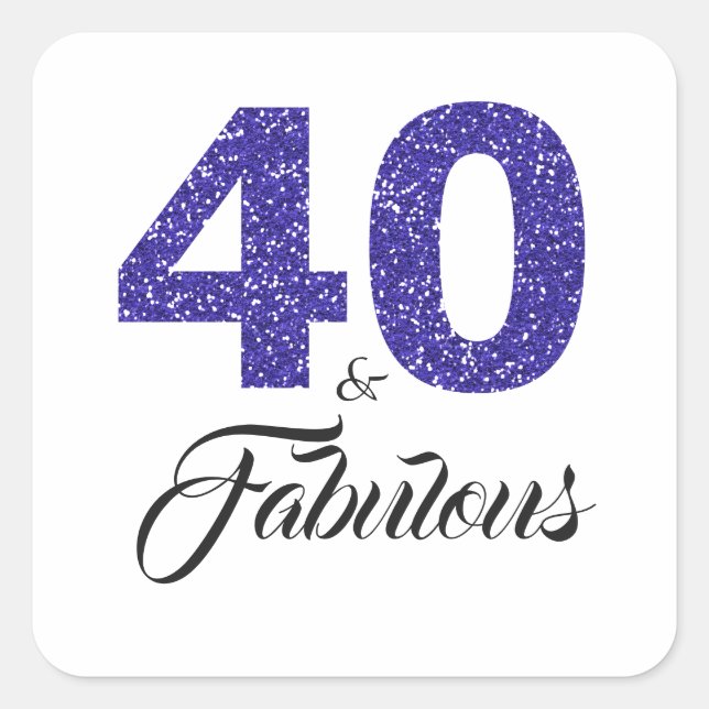 Sticker Carré Royal Blue Parties scintillant 40 et fabuleux | 40 (Devant)