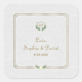 Sticker Carré Royal Gold Crest Mariage de verdure luxuriante