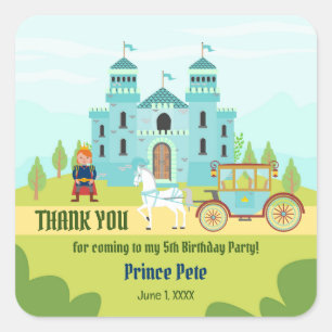 Sticker Carré Royal Prince Boy fête d'anniversaire