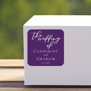Sticker Carré Royal Purple White Typographie Mariage du soir