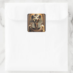 Sticker Carré **"Royal Roar : le lion du Pharaon d'or"**