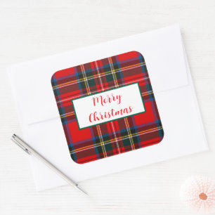 Sticker Carré Royal Stewart Christmas MERRY XMAS Plaid