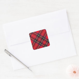 Sticker Carré Royal Stewart tartan rouge noir plaid