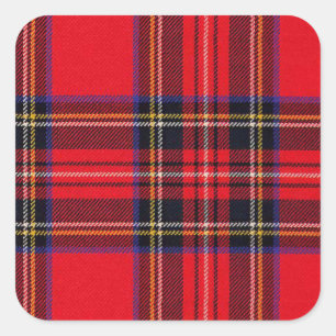 Sticker Carré Royal Stewart tartan rouge noir plaid