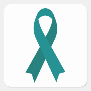 Sticker Carré Ruban de sensibilisation Turquoise by Janz White