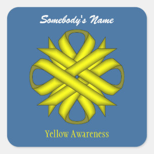 Sticker Carré Ruban de trèfle jaune par Kenneth Yoncich