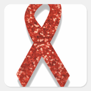 Sticker Carré ruban rouge parties scintillant