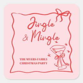 Sticker Carré Ruban rouge rose de Jingle et Mingle