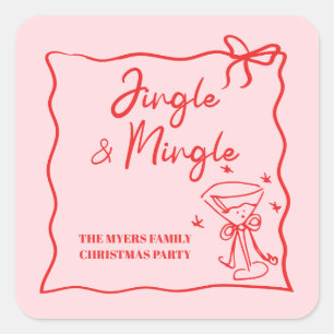 Sticker Carré Ruban rouge rose de Jingle et Mingle