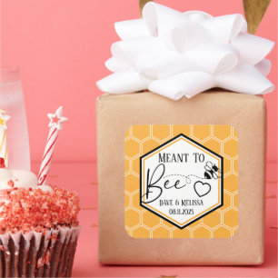 Sticker Carré Ruche de miel Meant to Bee Mariage personnalisé