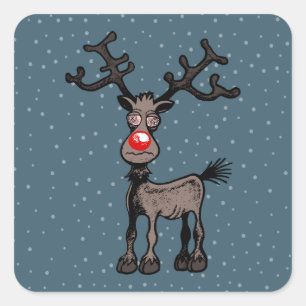 Sticker Carré Rudolf le renne a des yeux fous