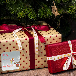 Sticker Carré Rudolph neige de Noël