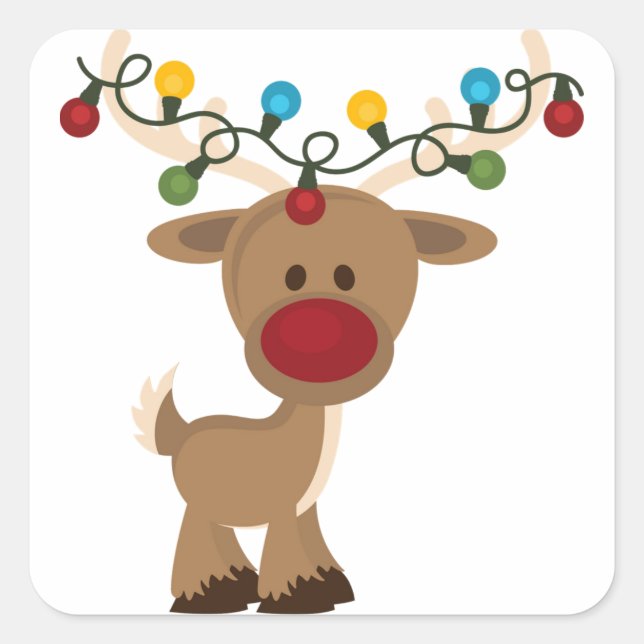 Sticker Carré Rudolph_with_Christmas_Lights (Devant)