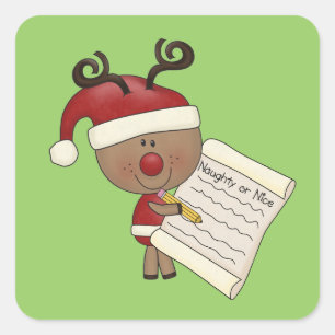 Sticker Carré Rudy Reindeer Naughty ou Nic