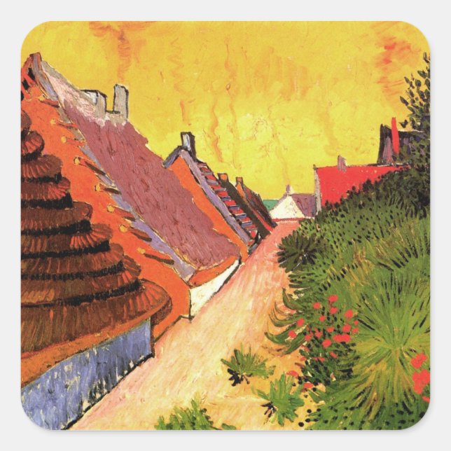 Sticker Carré Rue à Saintes Maries par Vincent van Gogh (Devant)