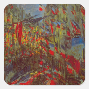 Sticker Carré Rue Montorgueil aux drapeaux de Claude Monet