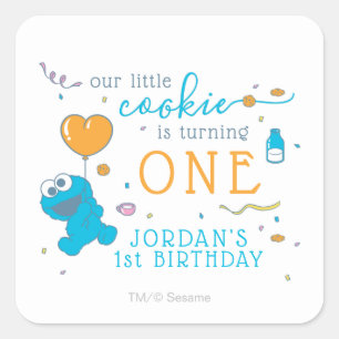 Sticker Carré Rue Sésame   1er anniversaire du Cookie Monster 