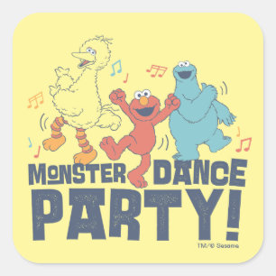 Sticker Carré Rue Sésame Monster Dance Party