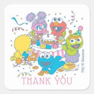 Sticker Carré Rue Sésame   Premier anniversaire de bébé - Merci