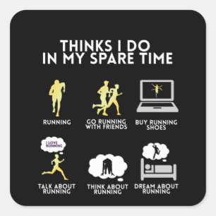 Sticker Carré Runner Runner Marathon drôle idée cadeau cadeau